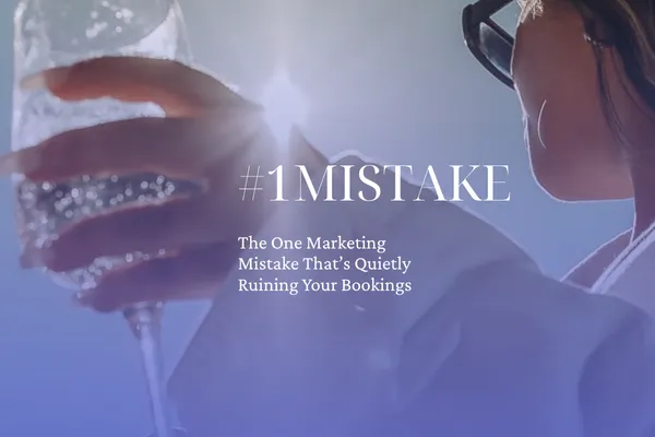 image of aisling powell house of bosses holding a glass with text "The One Marketing Mistake That’s Quietly Ruining Your Bookings"