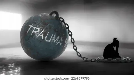 DV trauma image of lady and ball of trauma