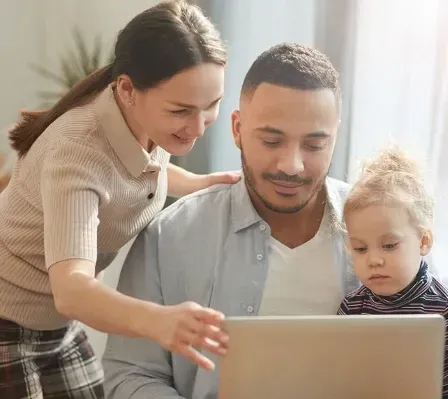 family at computer