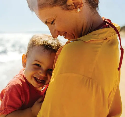Woman holding child