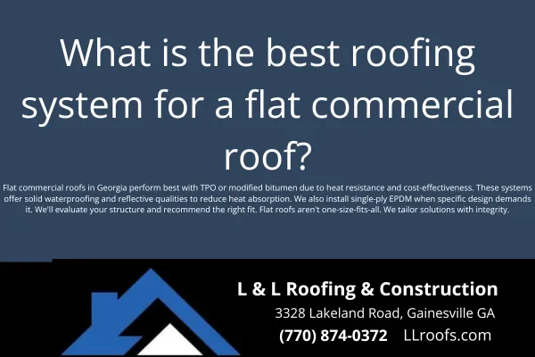 Explore the top flat roofing systems for commercial buildings in Gainesville. Learn what lasts, performs, and fits your needs—directly from L&L Roofing.