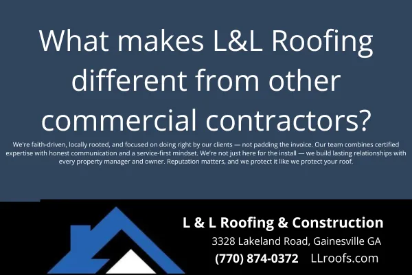Discover what sets L&L Roofing apart from other commercial roofers in Gainesville. From values to workmanship, we’re committed to doing the right thing—every time.