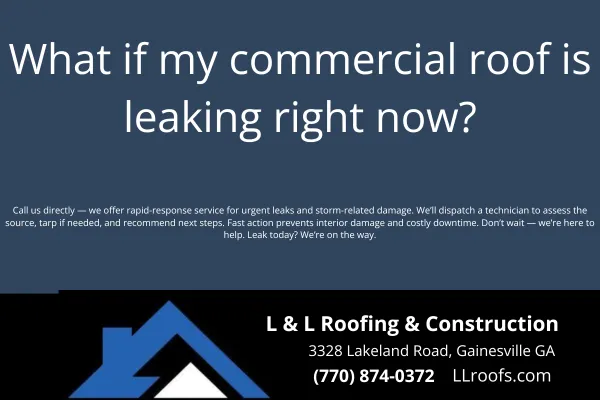 Got an active leak in your commercial building? L&L Roofing offers fast, honest help for emergency roof repairs in Gainesville and surrounding areas.