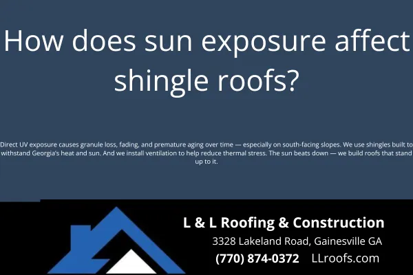UV rays can dry out and weaken asphalt shingles over time. Learn how L&L Roofing helps homeowners in Georgia protect their roofs from sun damage.
