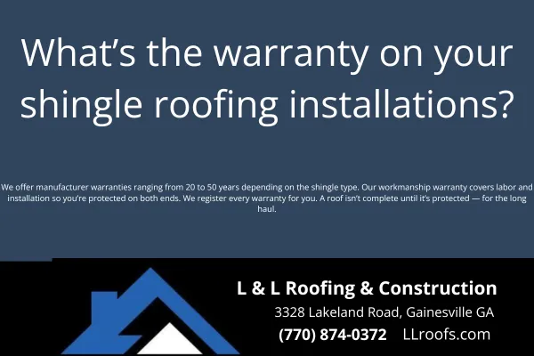What’s the warranty on your shingle roofing installations?