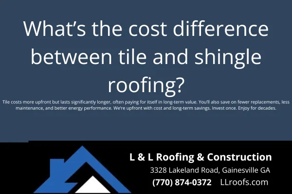 Wondering how much more tile roofing costs compared to shingles? L&L Roofing in Gainesville, GA explains the real price difference and what you get for your money.