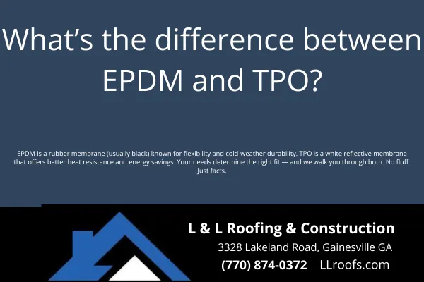 Trying to choose between EPDM and TPO single ply roofing? L&L Roofing explains the differences in cost, durability, and efficiency for Gainesville properties.