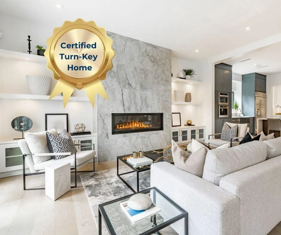 Beautifully Stage Living Room with the Certified Turn-Key Home Badge