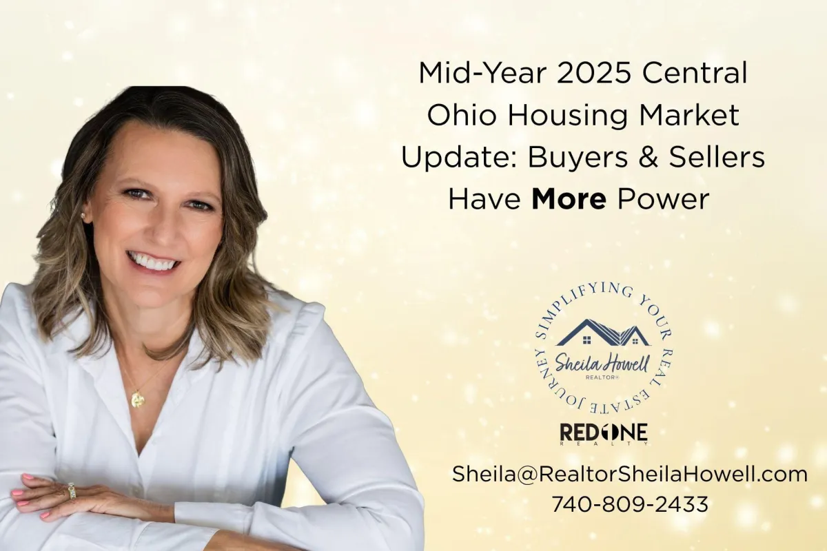 Sheila Howell, Central Ohio Realtor, presenting mid-year 2025 housing market trends with local real estate statistics and tips for buyers and sellers