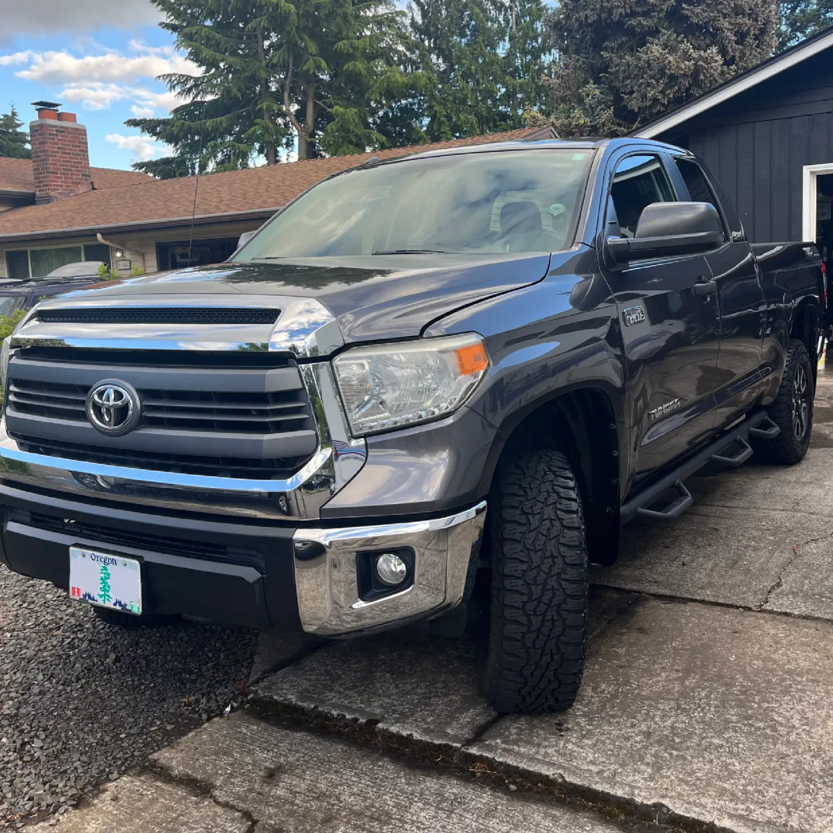 Polished Toyota truck parked post-detail in Portland.