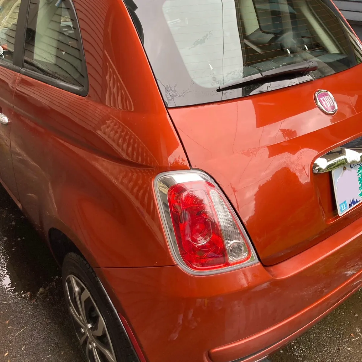 Orange Fiat 500 after full service mobile detailing
