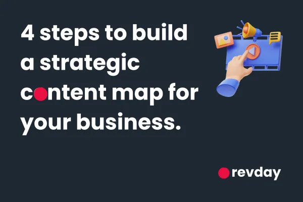 Graphic with a dotted path leading to success, featuring large text 'Guide Your Customers to Success' and subtext 'Step-by-Step Strategies for Business Growth', with the Revday logo
