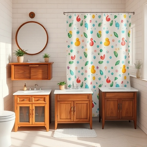 A serene and elegant bathroom setting for a blog cover image about "Shower Remodel in Charlotte, North Carolina," featuring a beautifully designed walk-in shower with sleek glass panels and intricate tile work in soft blues and earthy tones. Lush greenery is visible through a window, embodying the Southern charm of the region. A framed painting of a peaceful lake scene decorates the wall, reflecting the nearby Lake Norman. The ambiance is calm and rejuvenating, designed to inspire remodel ideas. Quirky elements include a whimsical vintage sailboat-shaped shower caddy filled with colorful shampoos and soaps, alongside a vibrant potted succulent. Soft, dappled light cascades from the window, highlighting the elegant shower design. The color palette of soft pastels evokes the dawn sky, creating a tranquil atmosphere, all depicted in a High Renaissance art style emphasizing realism and craftsmanship.