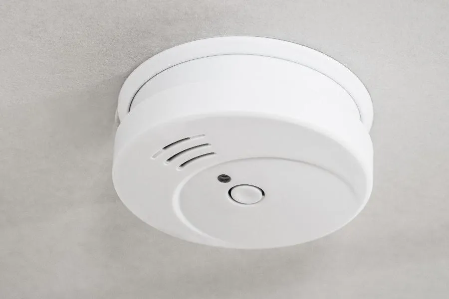 Smoke and carbon detector on ceiling