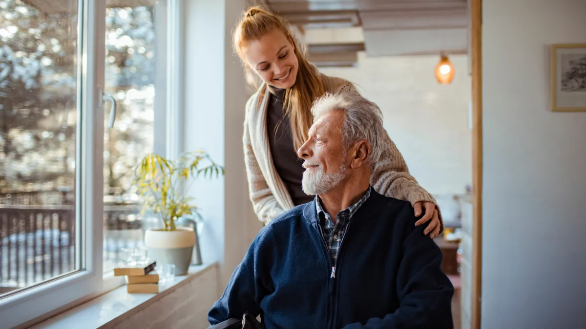 Veteran with the help of a nurse