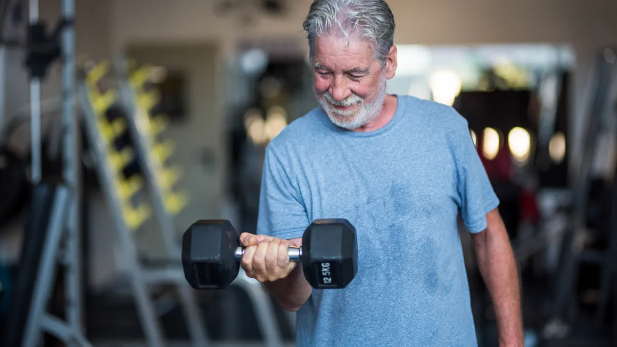 Veteran working out