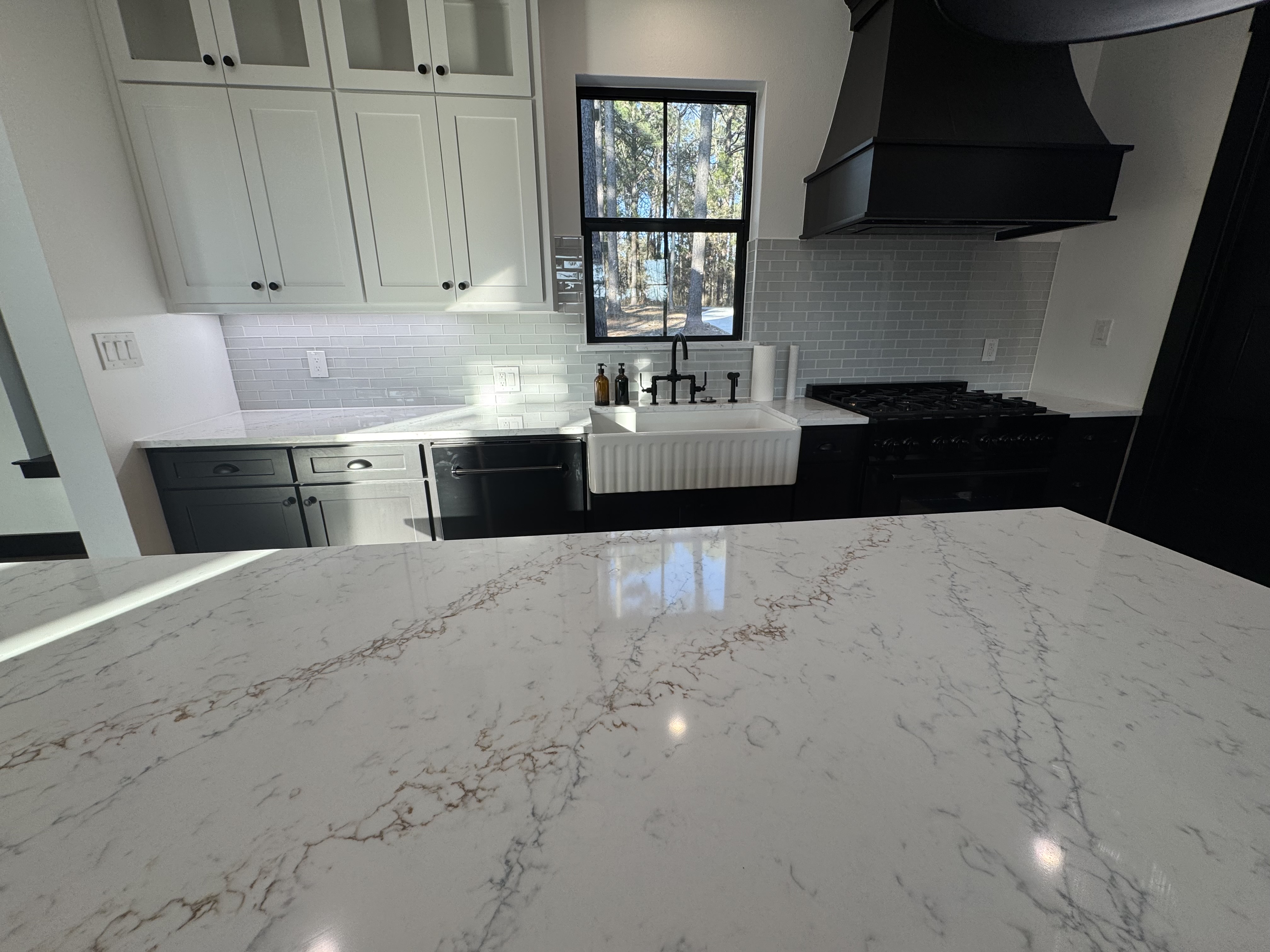 Granite countertop installation in Dallas kitchen with eased edge and undermount sink