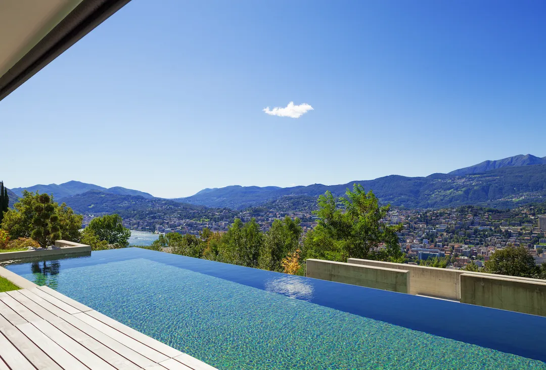 View of mountains and pool