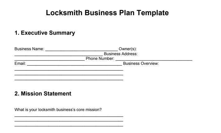 Locksmith Business Plan Template