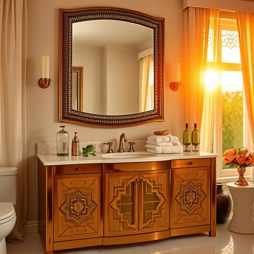 A Gothic-inspired blog cover image featuring intricately designed custom kitchen cabinets in Pedley, California. The focal point highlights dark wood cabinetry adorned with ornate carvings, including twisted vines and subtle skull motifs, epitomizing Gothic style. Surrounding the cabinets, a dimly lit kitchen showcases arched windows that filter in soft, moody light, creating dramatic shadows on the counter. Antique kitchenware, such as an old iron skillet and a vintage spice rack, adds to the scene's charm. A quirky raven perches atop the cabinet, observing colorful glass jars labeled in an ancient script. Dark, textured walls with faded Gothic wallpaper and dangling herbs contribute to the atmosphere. The rich browns, deep burgundies, and gold accents create a stylish yet eerie ambiance, inviting exploration into the artistry of custom cabinetry and the unique design culture of Pedley.