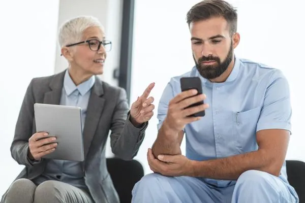 medical people working on a website
