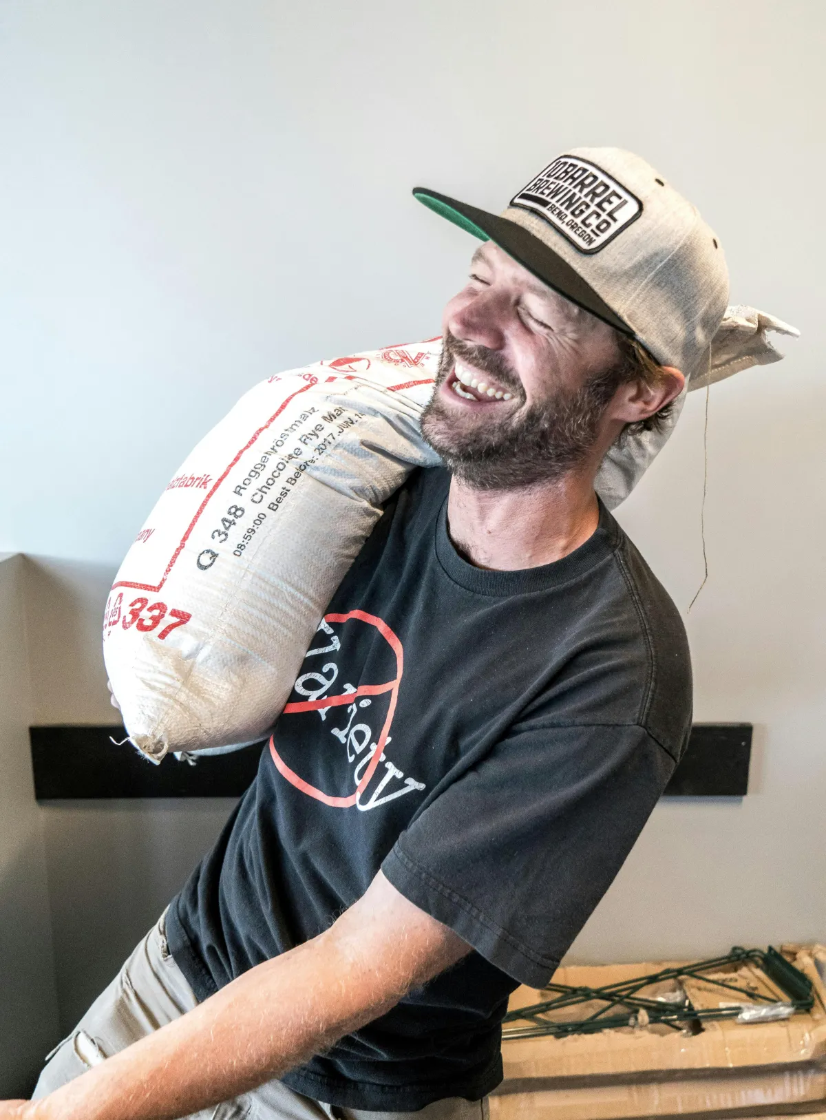 laughing worker stock image