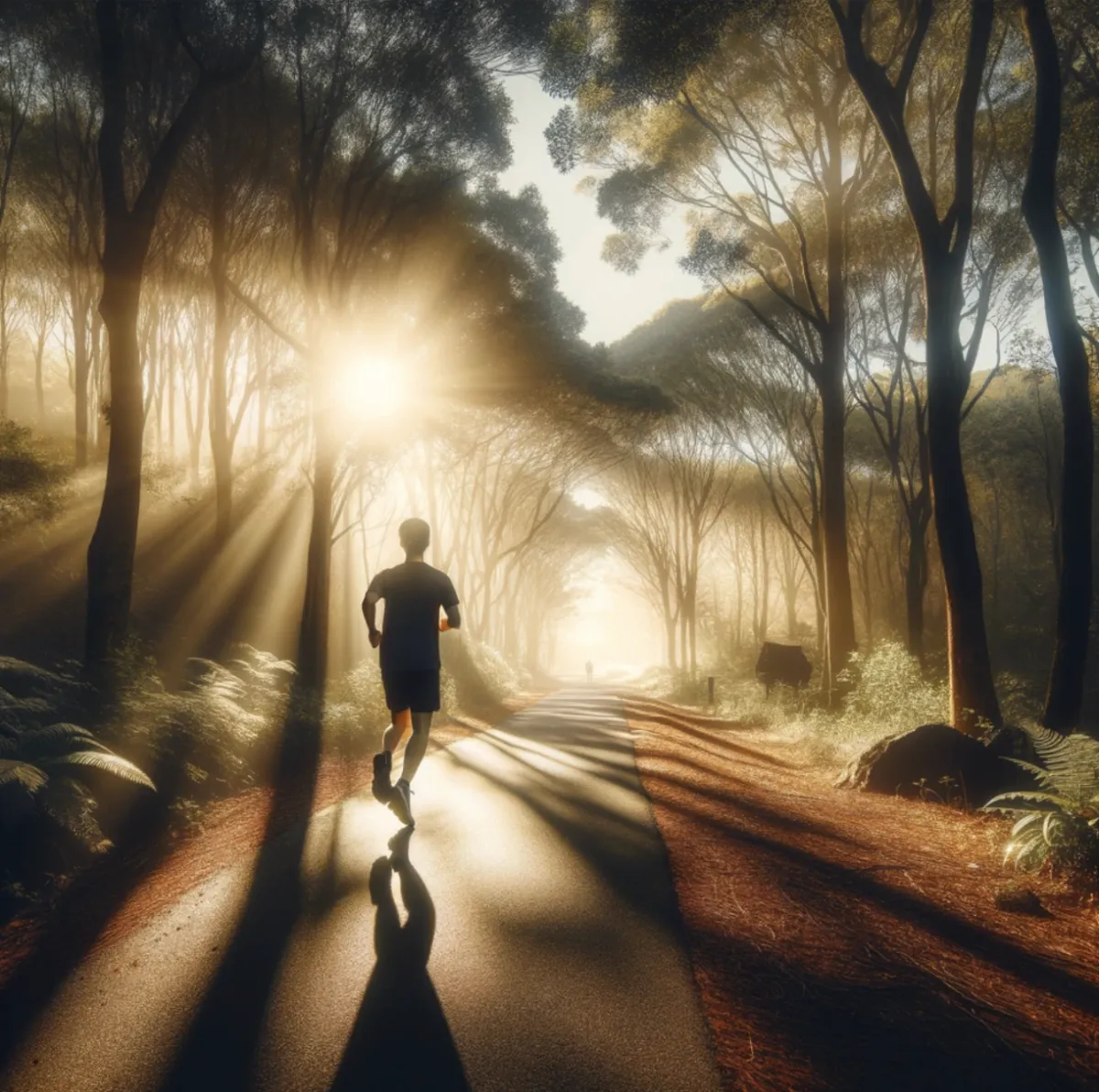 A man running in the forrest