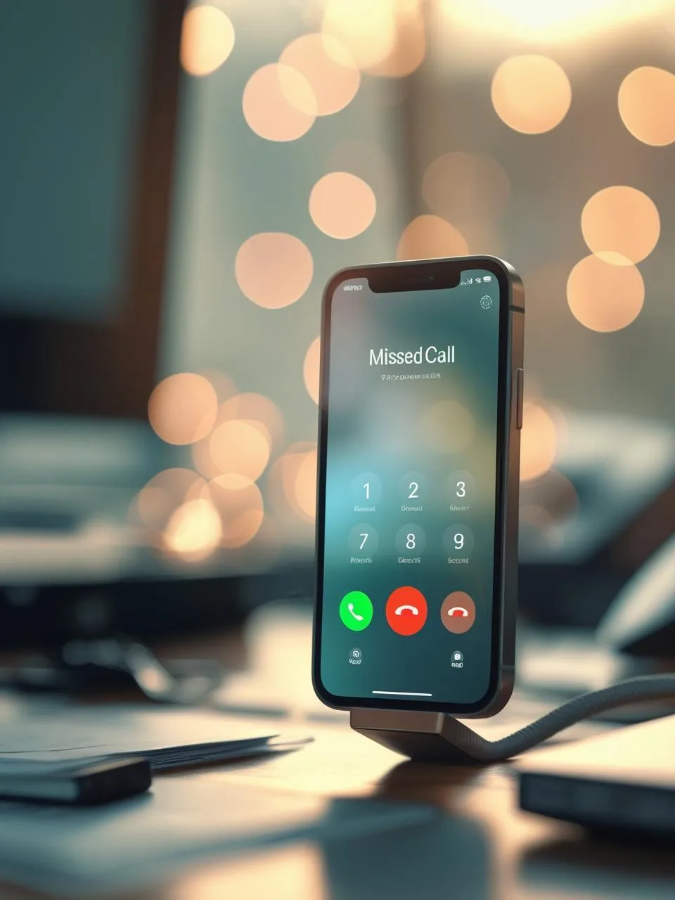 Unanswered phone ringing on a desk with a 'missed call' notification, symbolizing lost business opportunities for small businesses.