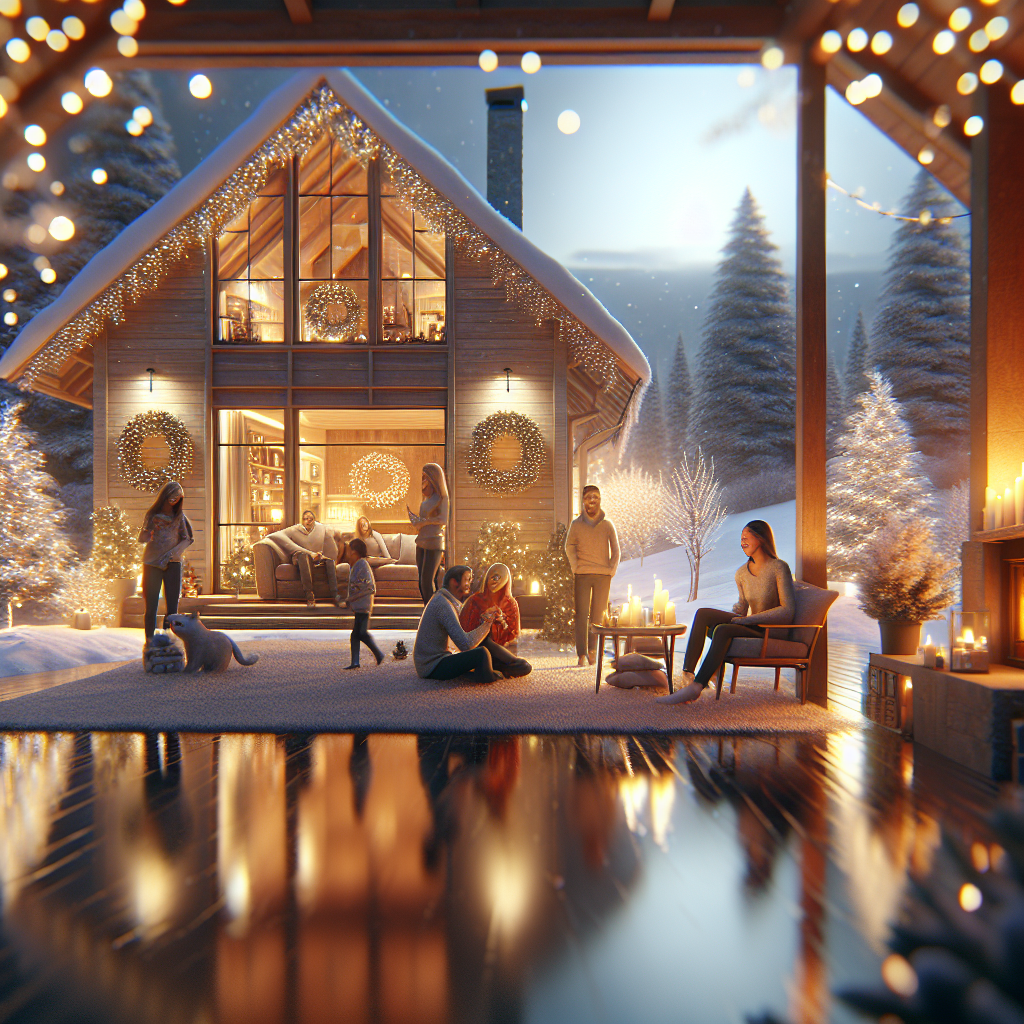 A cozy, holiday-decorated home with warm lights and festive touches, perfect for families exploring the 'Sell and Stay' approach to enjoy the holidays without the stress of moving