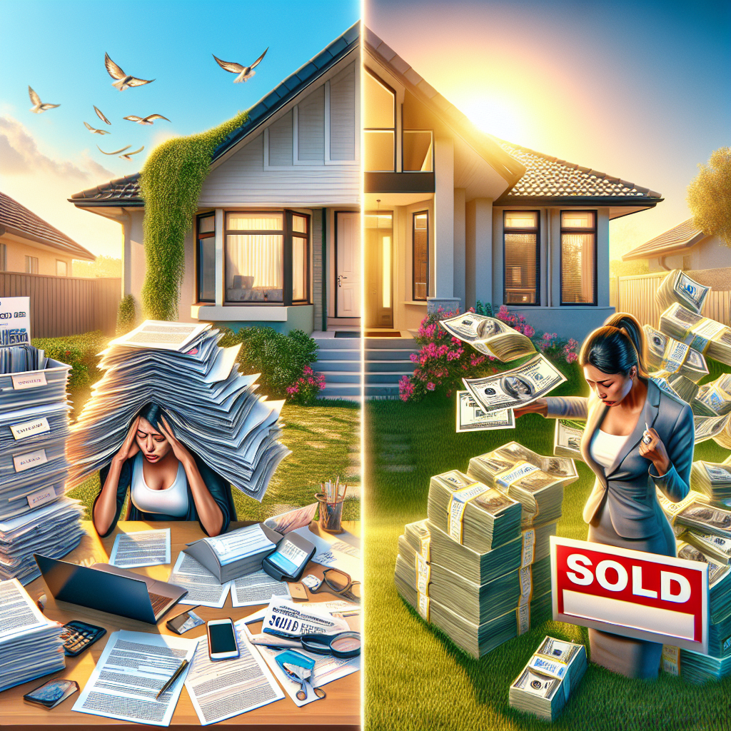 shows a house split with one side showing cash offer and the other in disarray