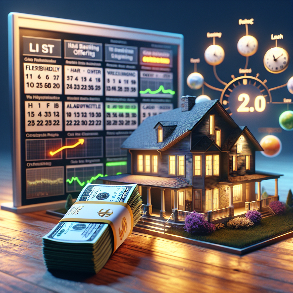 showing a house with a pile of cash and a calendar