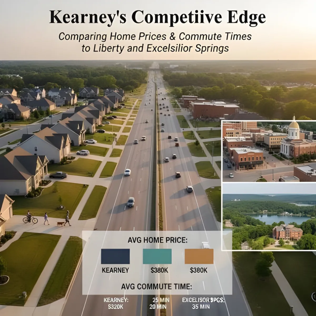 Kearney’s Competitive Edge: Home Prices & Commute vs Liberty & Excelsior Springs