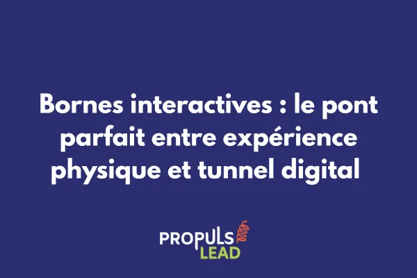 Borne interactive moderne intégrée dans un parcours client avec interface tactile et connexion au tunnel de vente digital 