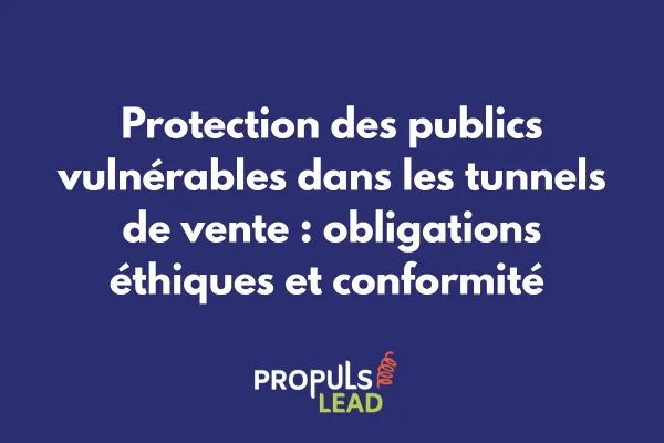 Tunnel de vente éthique avec bouclier de protection symbolisant la sécurité des publics vulnérables