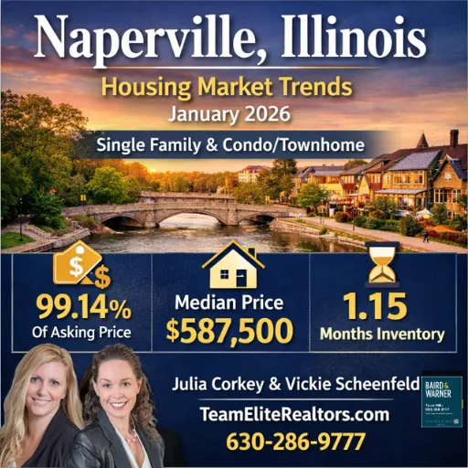 Naperville Illinois housing market trends January 2026, single family, condos, townhouse