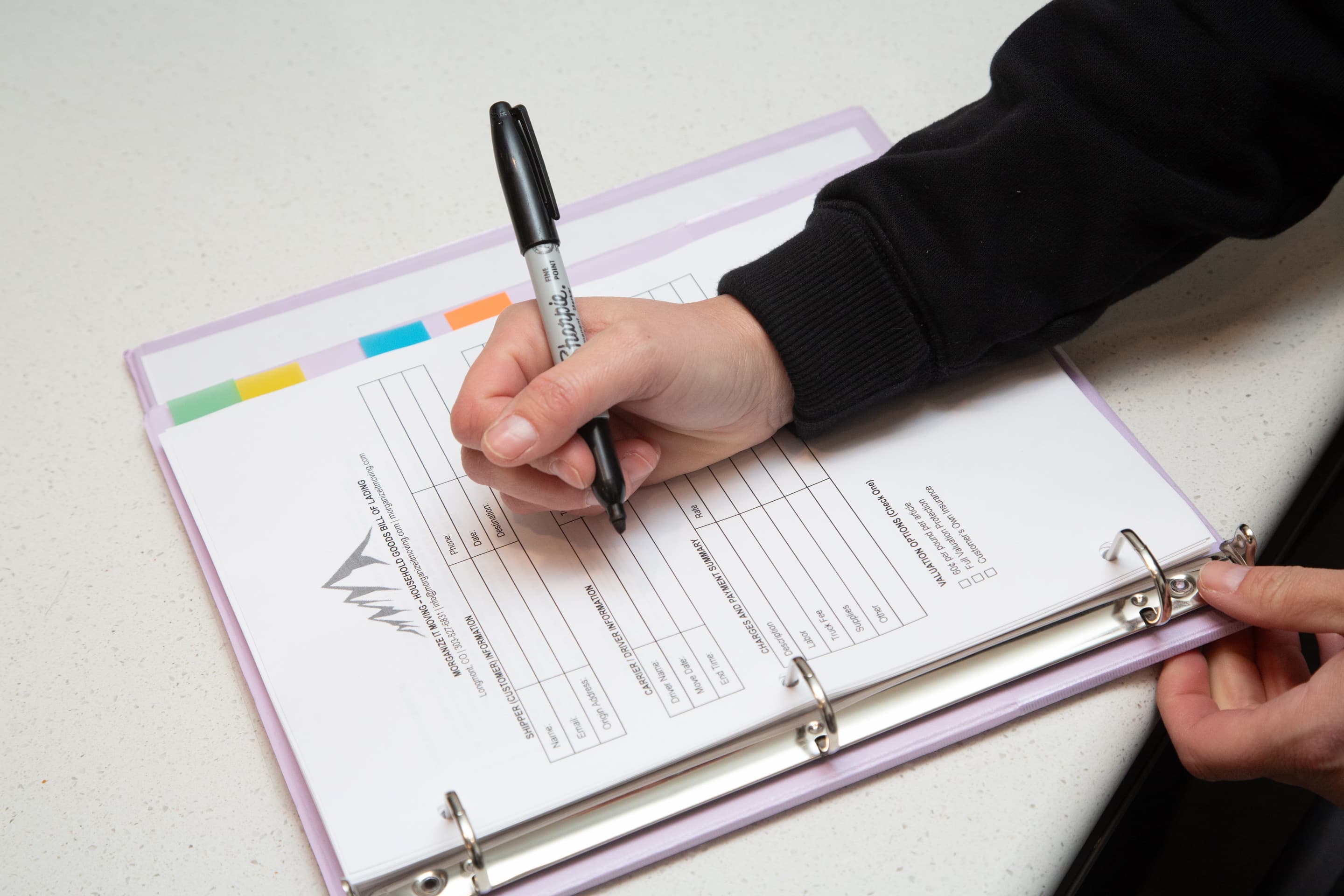 Morgan signing the Bill of Lading