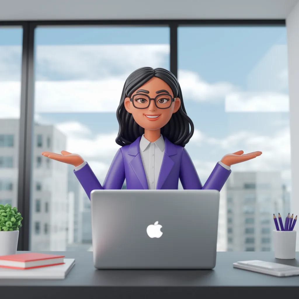 A successful woman leader in a sleek, modern office, confidently closing her laptop as she embraces a four-day workweek. She radiates balance, power, and fulfillment.