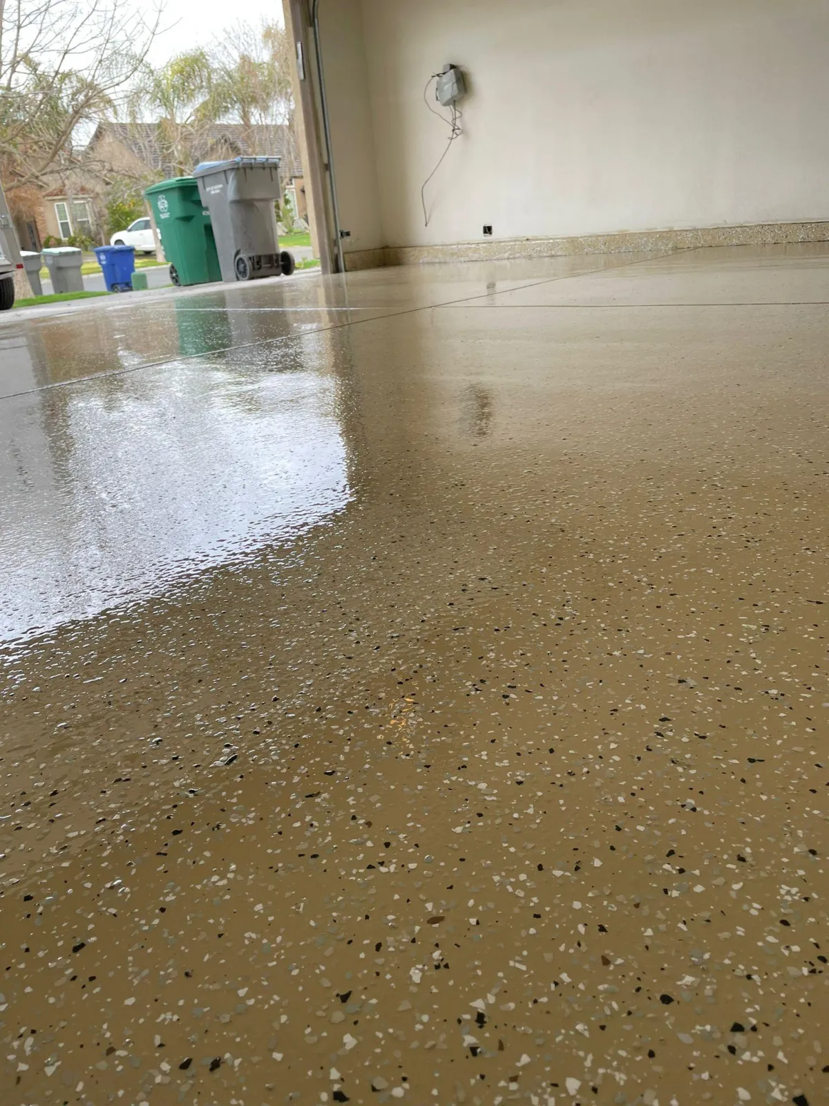 Epoxy flooring for a garage.