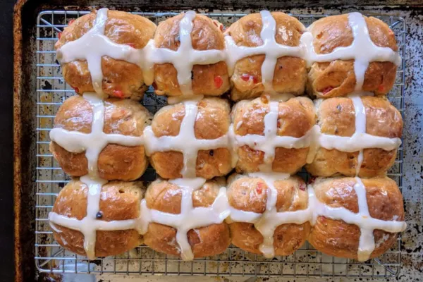 Cherry & Apricot Not Cross Buns