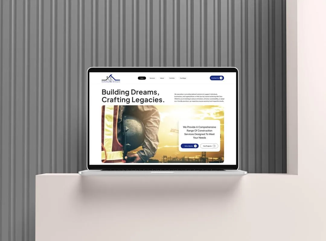 construction company website UI designed by exter marketing