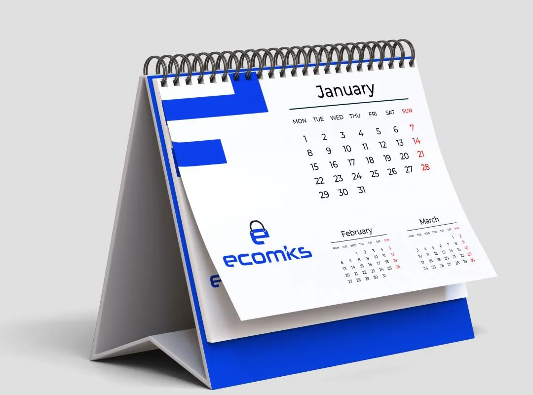 Amazon VA Services Startup company calendar designed by exter marketing