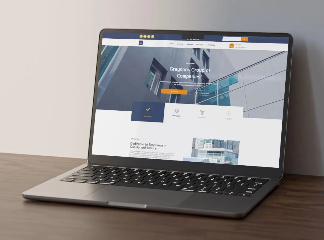 website UI design of CORPORATE BRAND of ALUMINIUM designed by exter marketing