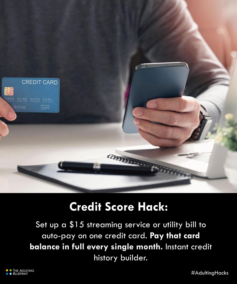 Credit Score Hack: Set up a $15 streaming service or utility bill to auto-pay on one credit card. Pay that card balance in full every single month. Instant credit history builder.
