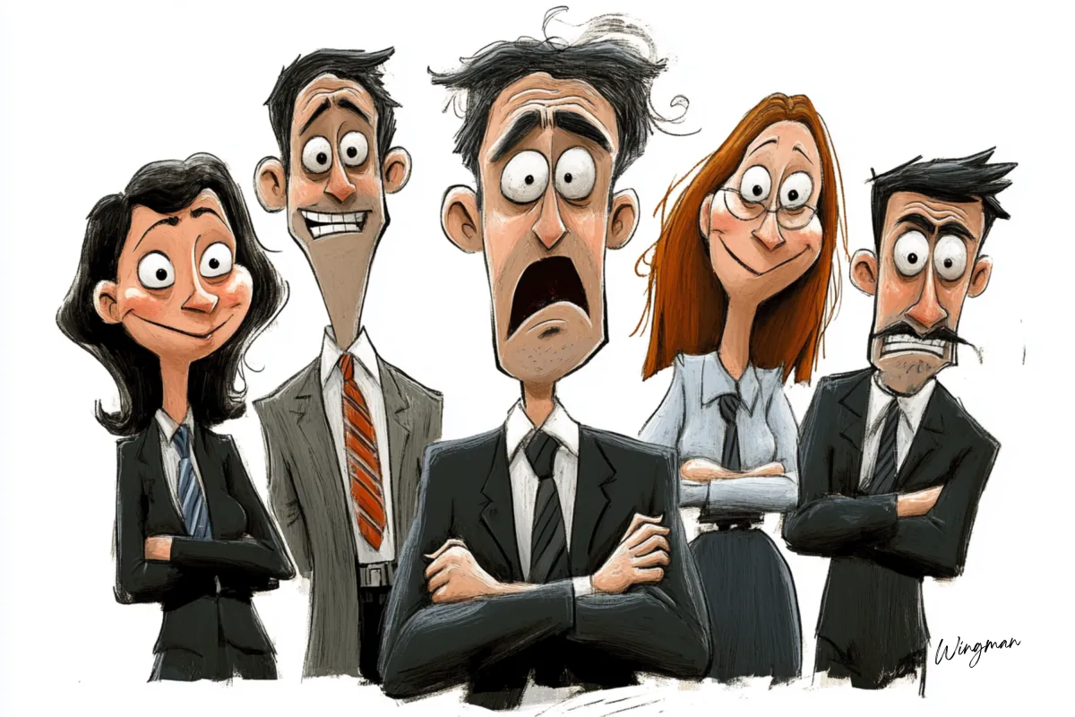 A cartoon - A confused leader with an empowered team