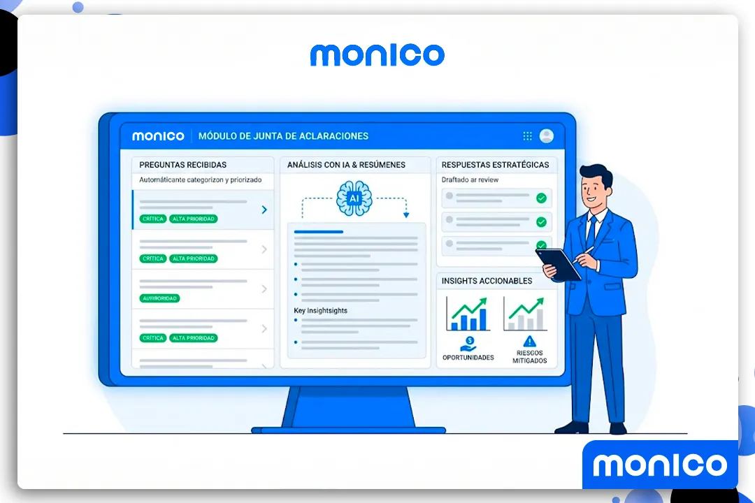 monico Módulo de Junta de Aclaraciones: Organiza, Prioriza y Optimiza el Proceso de Preguntas y Respuestas en Múltiples Licitaciones