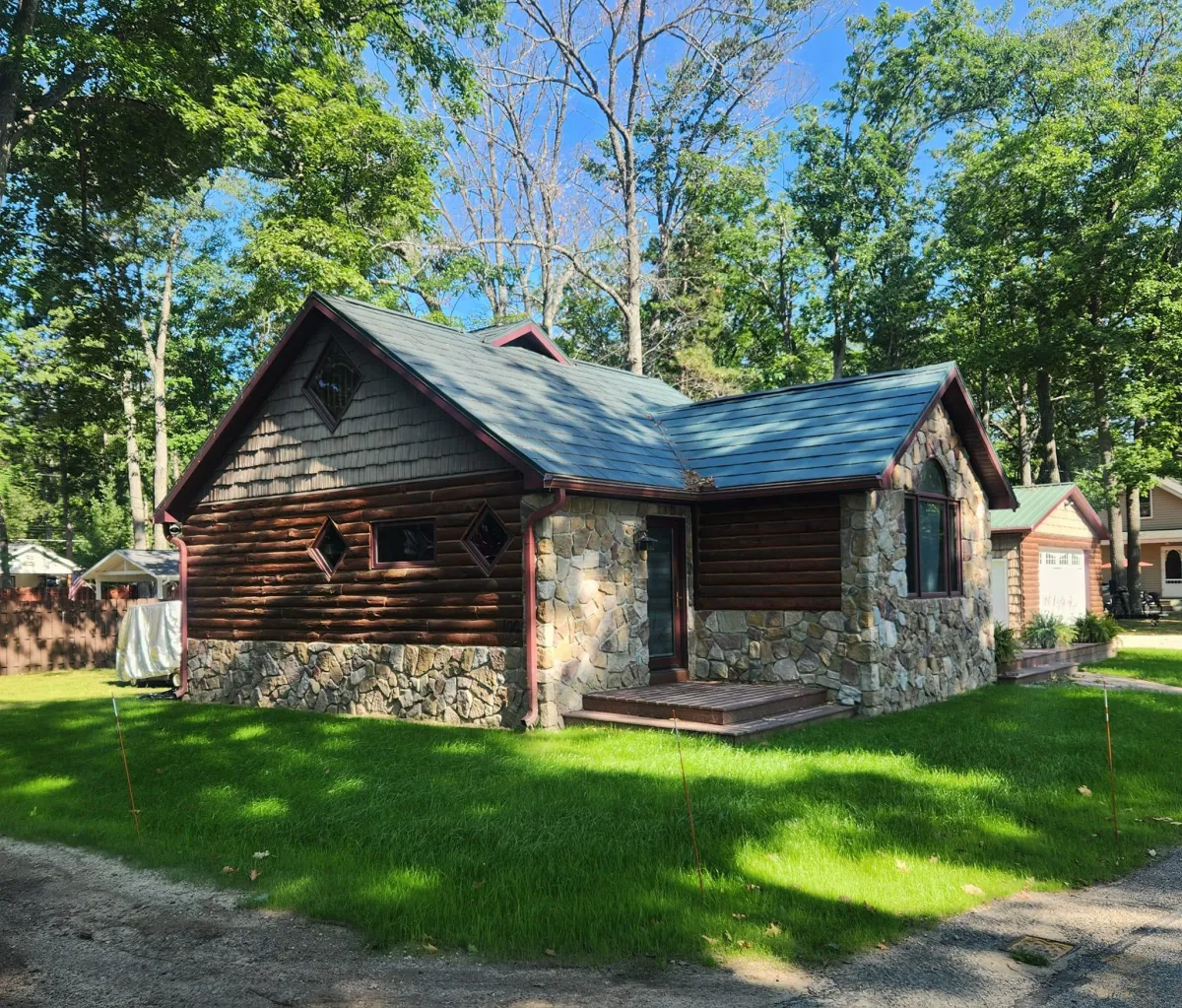 Freshly manicured yard restoration
