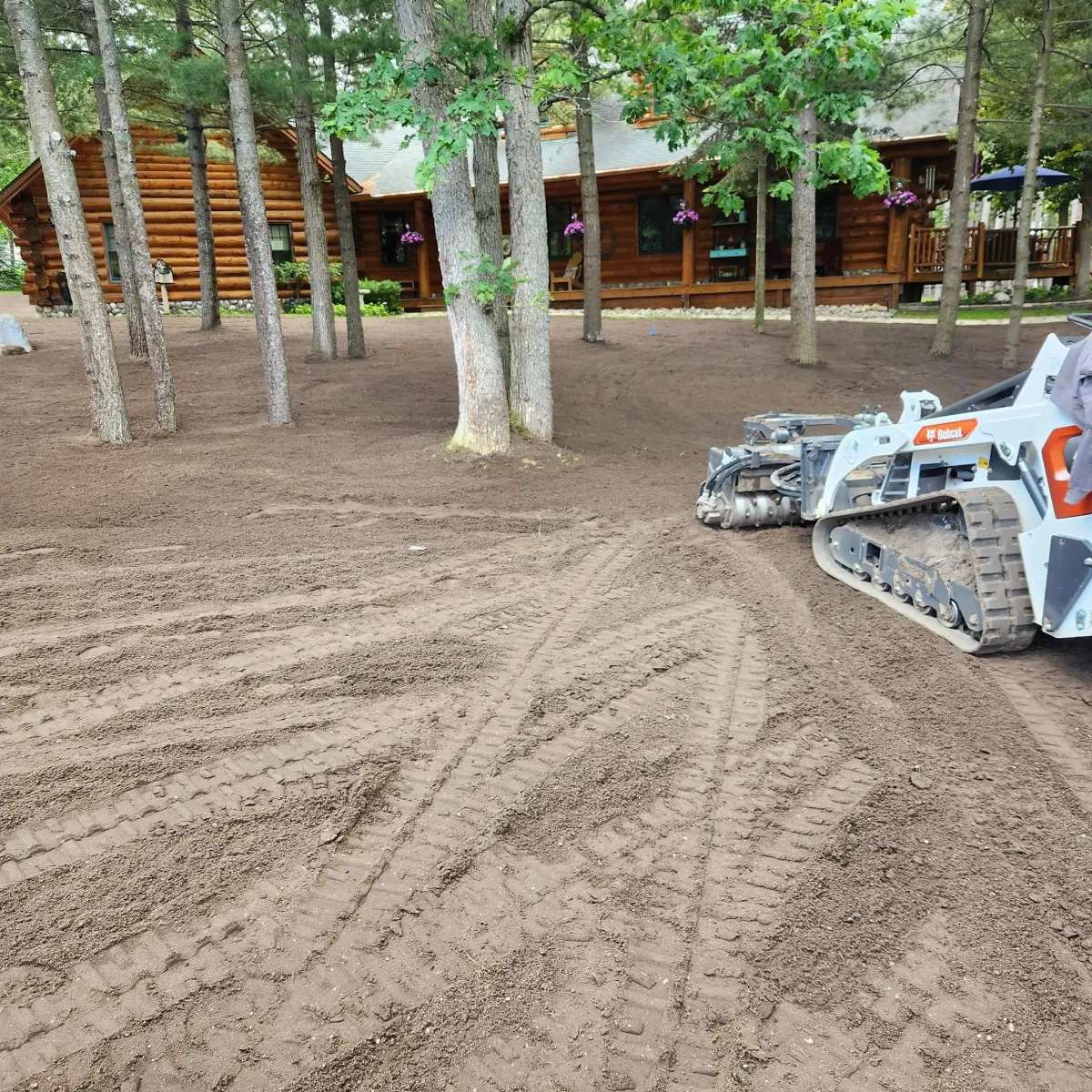 Landworks in the middle of the landscaping process