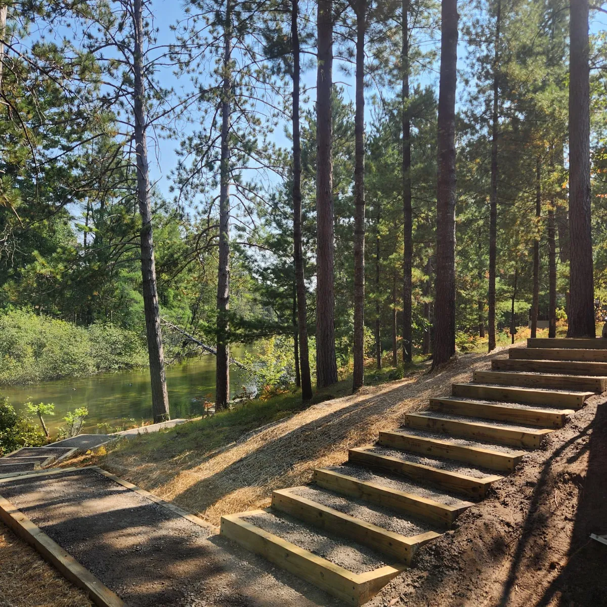 Cabin stairs after they are fully restored