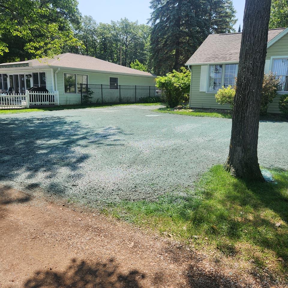 A lawn in the process of being hydroseeded