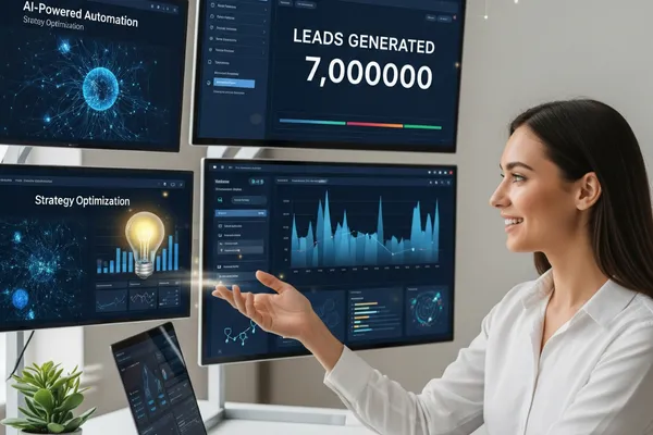 Entrepreneur boosting leads with AI-powered digital marketing tools and automation